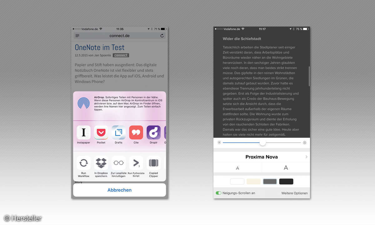 Instapaper innovative Bedienung
