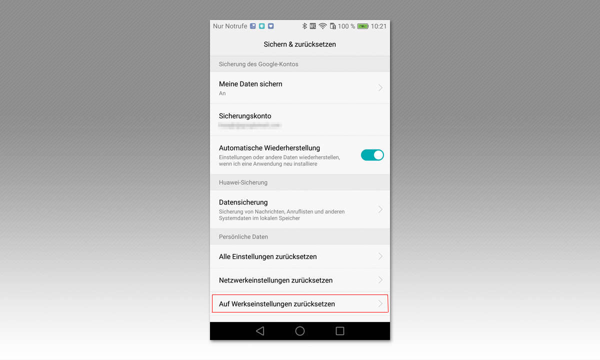 Android auf Werkseinstellungen zurücksetzen