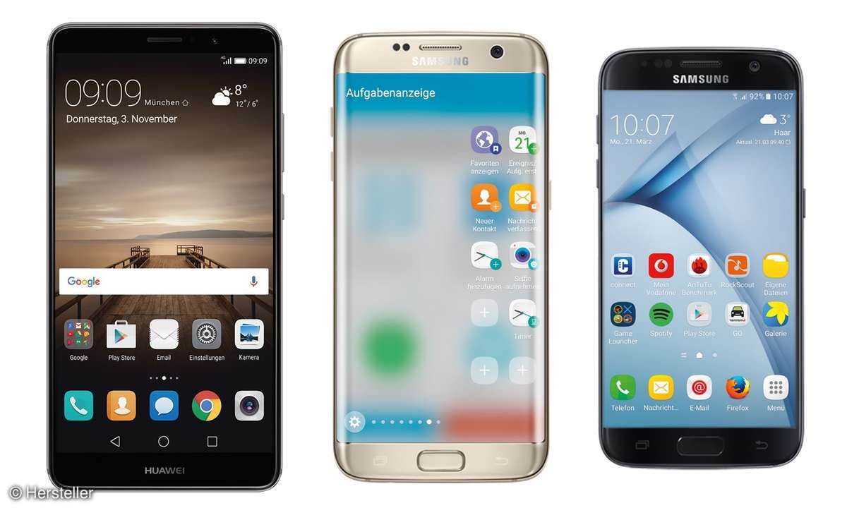 Huawei P9, Samsung Galaxy S7 Edge und Galaxy S7