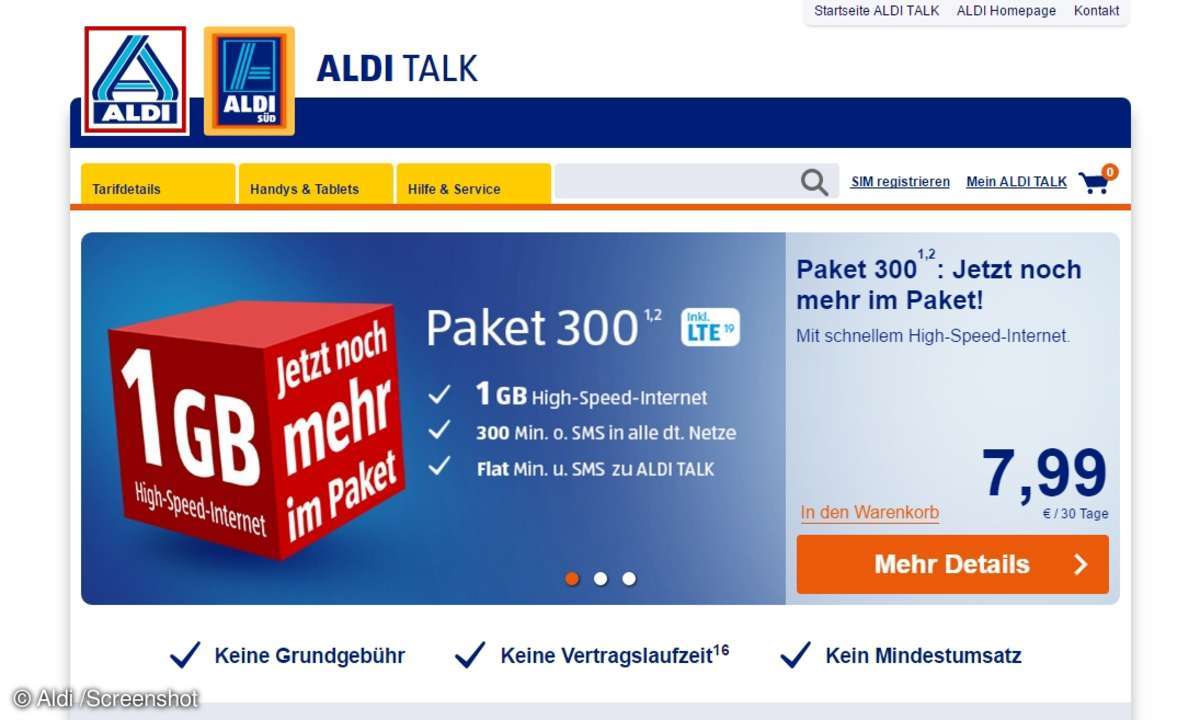 Aldi-Talk-Paket 300 jetzt mit 1GB Datenvolumen