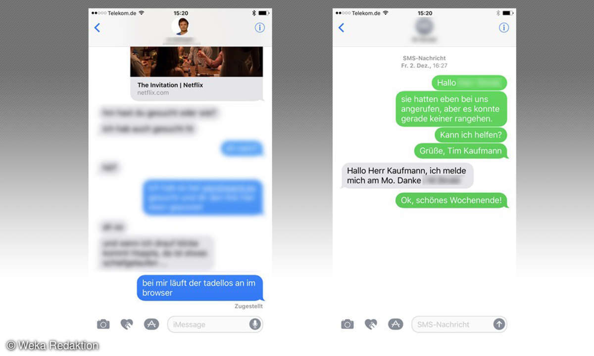 SMS und iMessages unterscheiden