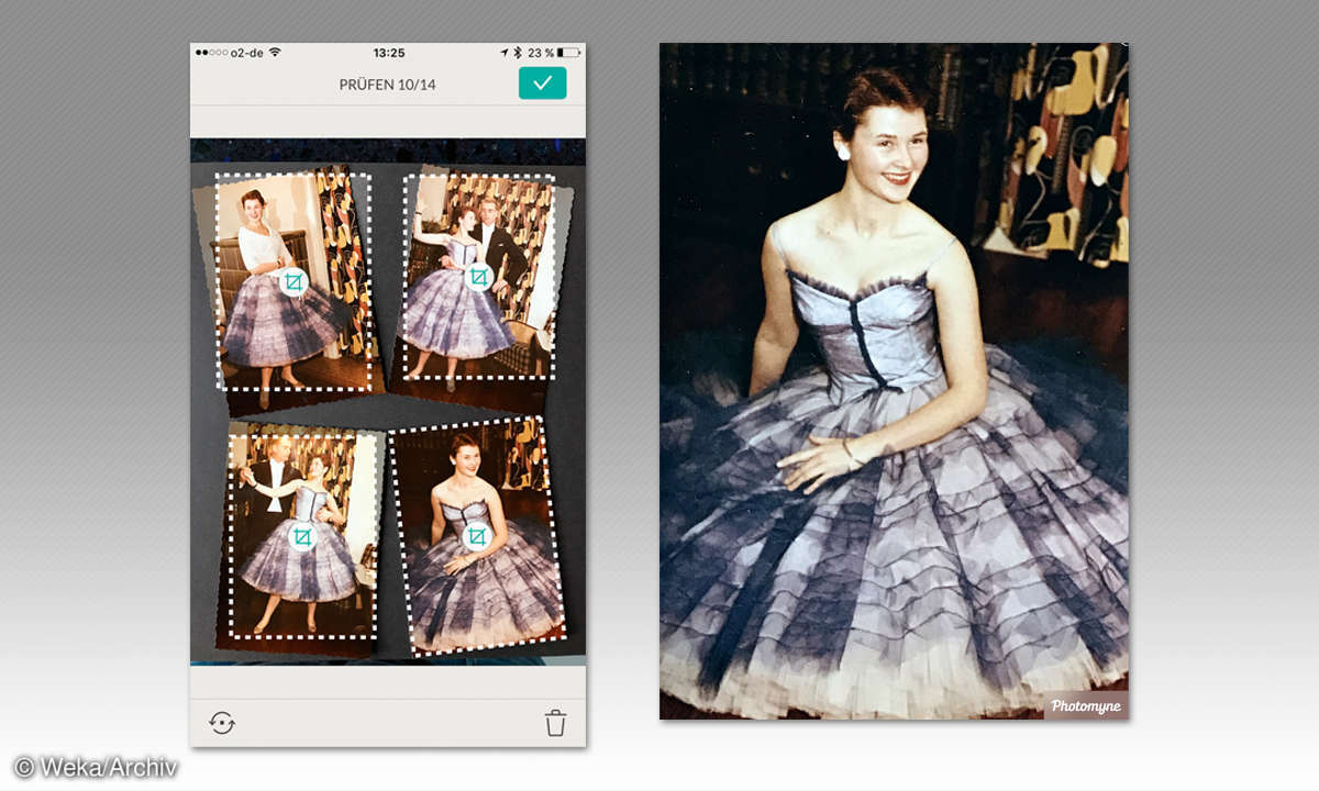 Photomyne Screen und Ergebnis