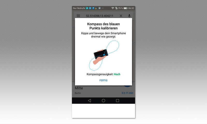 Kompass kalibrieren beim AndroidSmartphone connect