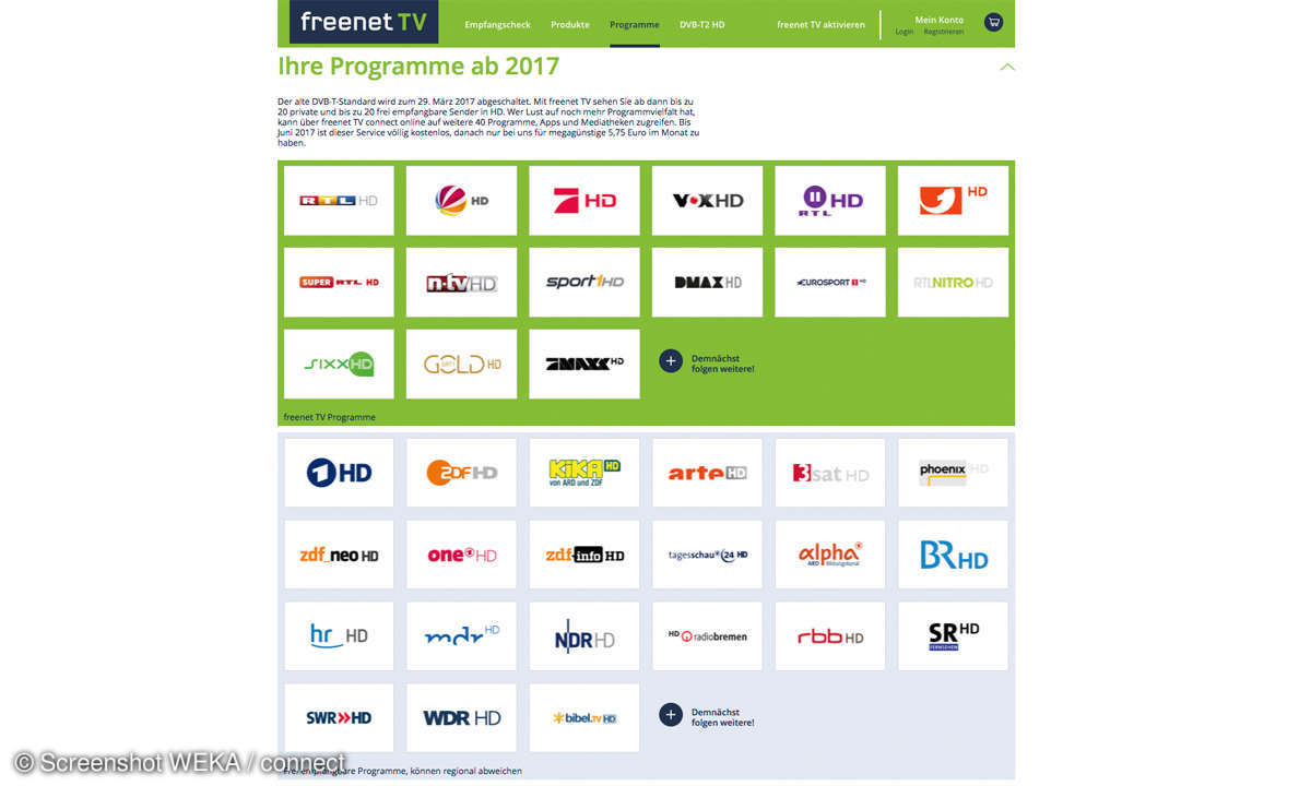 Fernsehprogramme ab 2017