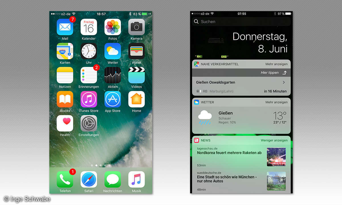 iPhone Home-Screen und Widget-Screen