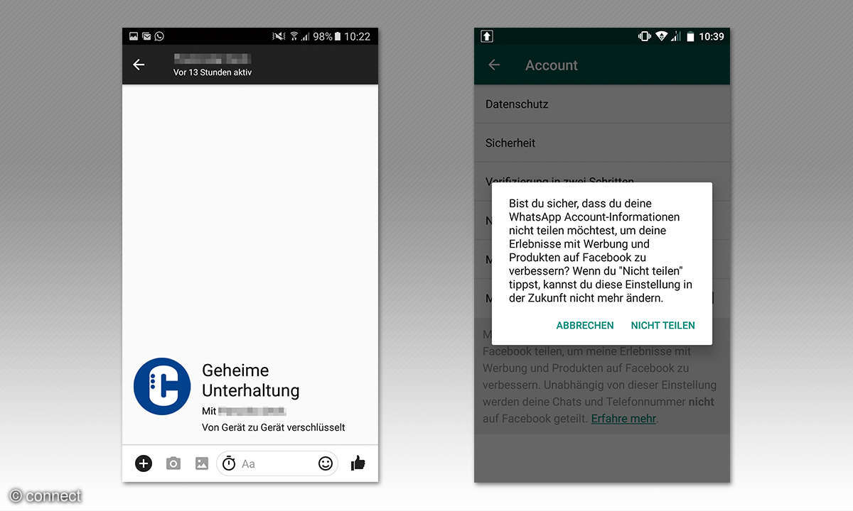 Screenshots WhatsApp und Facebook-Messenger