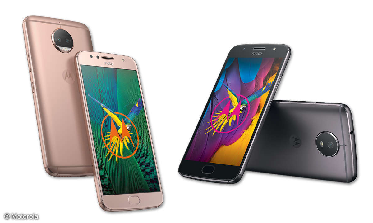 Moto G5s lunar grey mit Moto G5s Plus blush gold