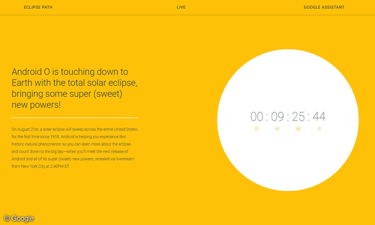 Google Android O Event Seite Screen