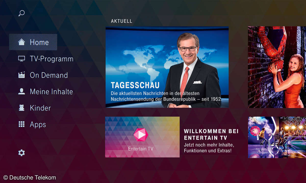 Hauptmenü Entertain IPTV