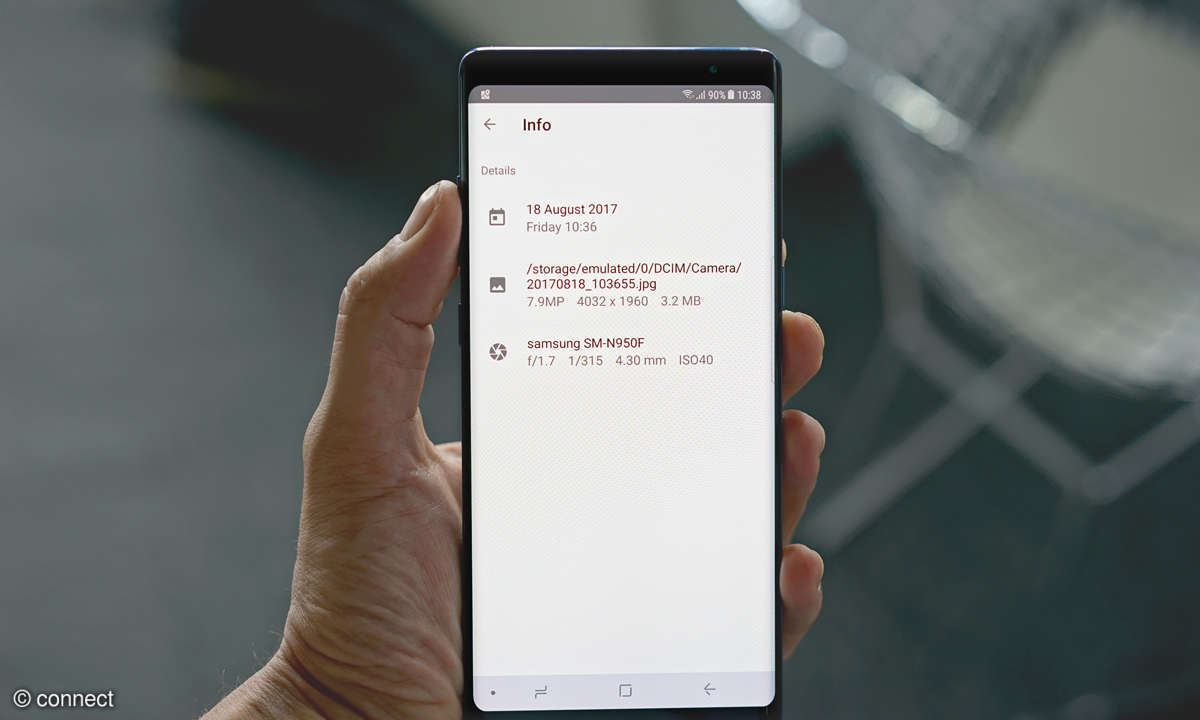 Samsung Galaxy Note 8 Weitwinkel-Objektiv-Info