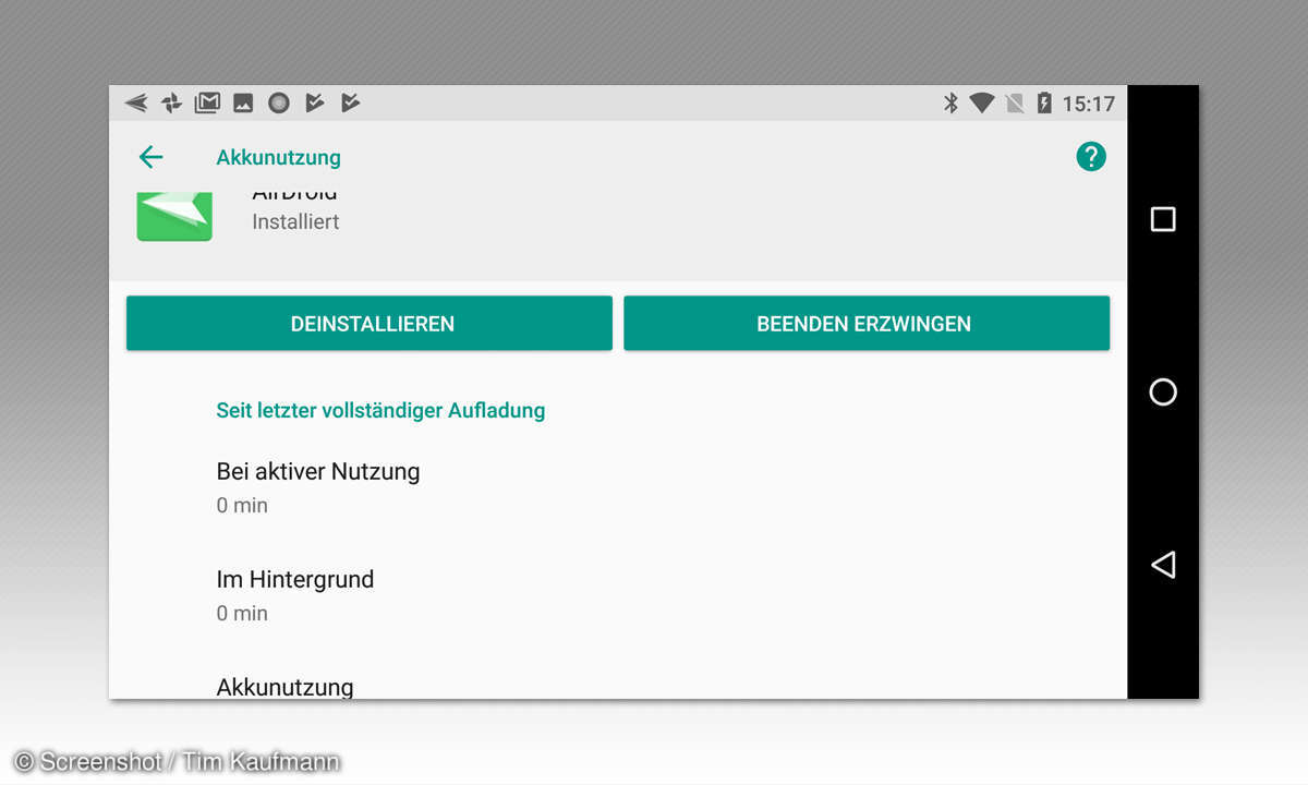 Android 8 Akkunutzung