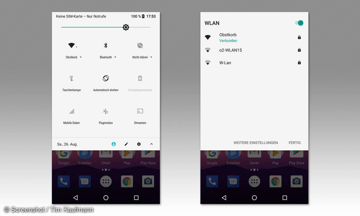Android 8 Schnelleinstellungen