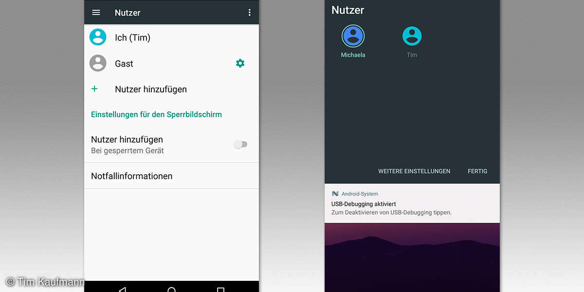 Nutzereinstellungen finden