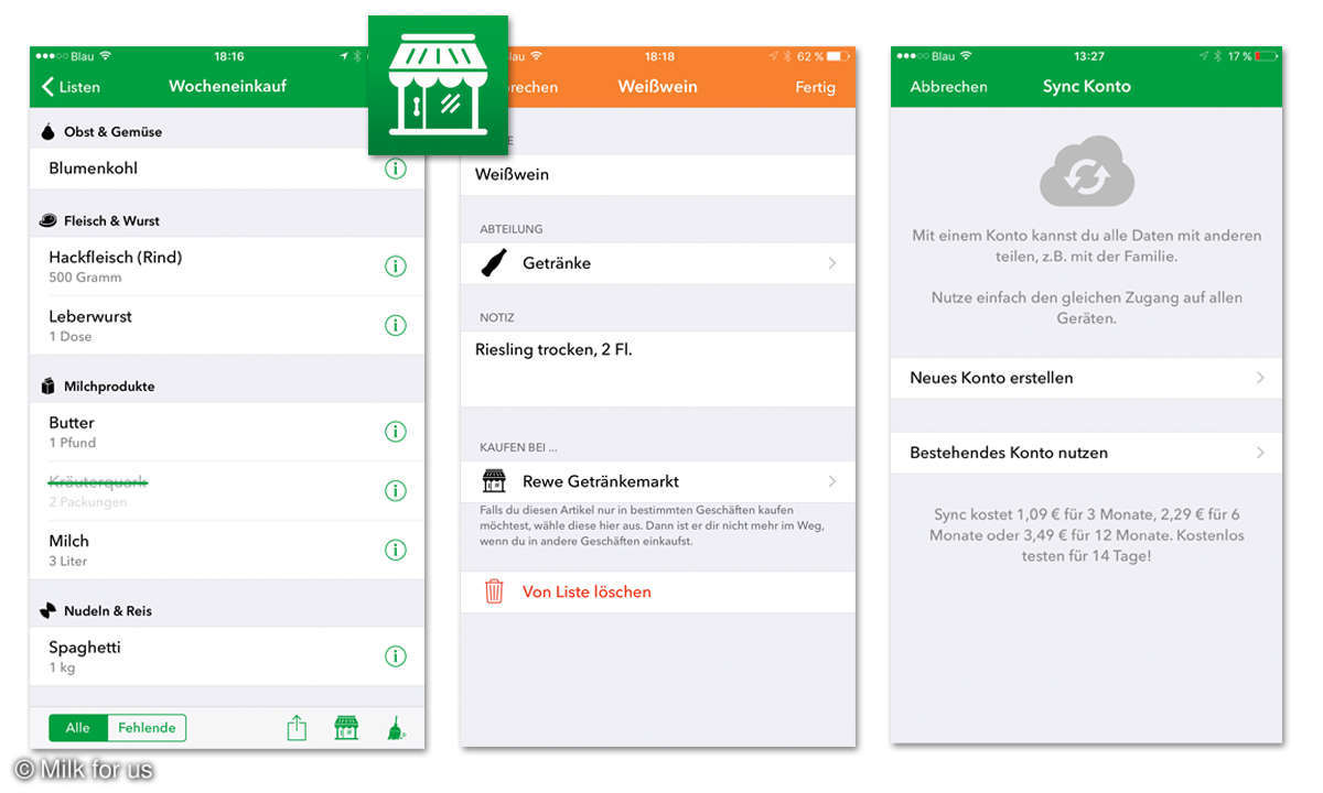 Milk for us - Einkaufsplaner-App