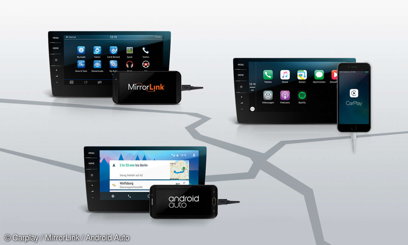 Android Auto, Apple CarPlay und Mirror Link im Test connect