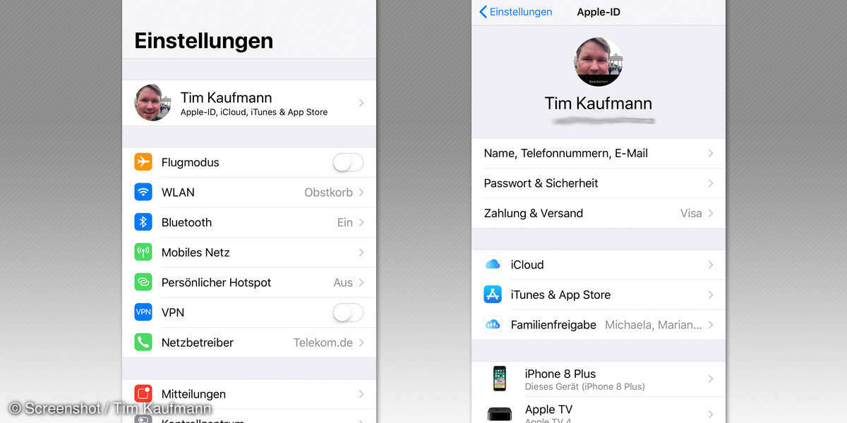 iOS 11 Einstellungen