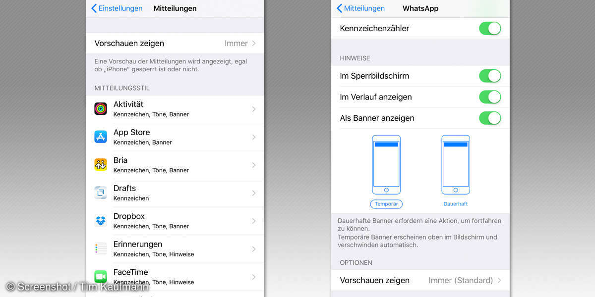 iOS 11 Einstellungen