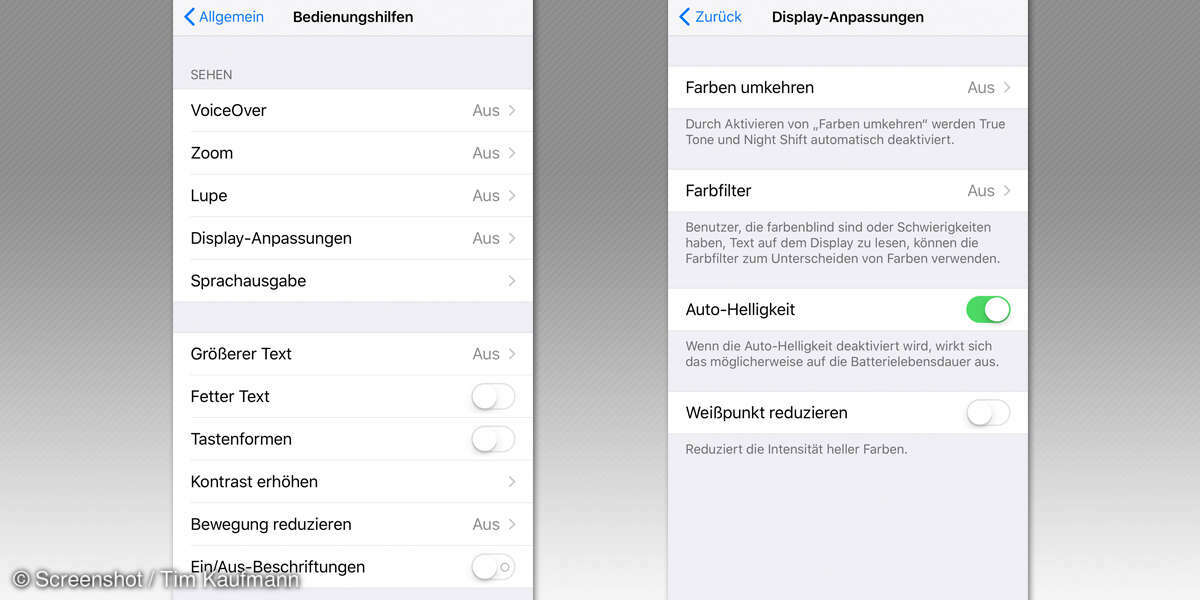 iOS 11 Einstellungen