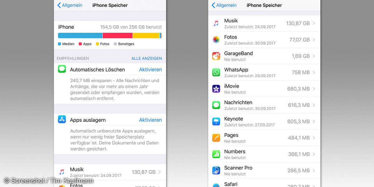 iOS 11 Einstellungen