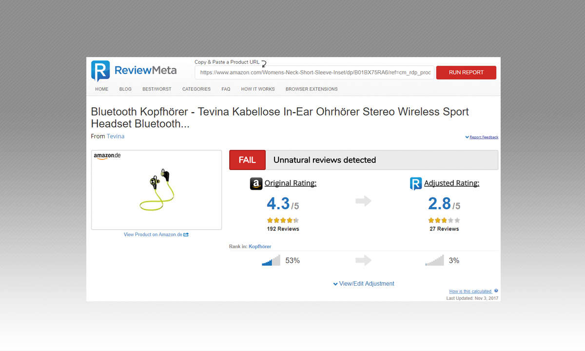 Sicher Shoppen - Bewertung ReviewMeta