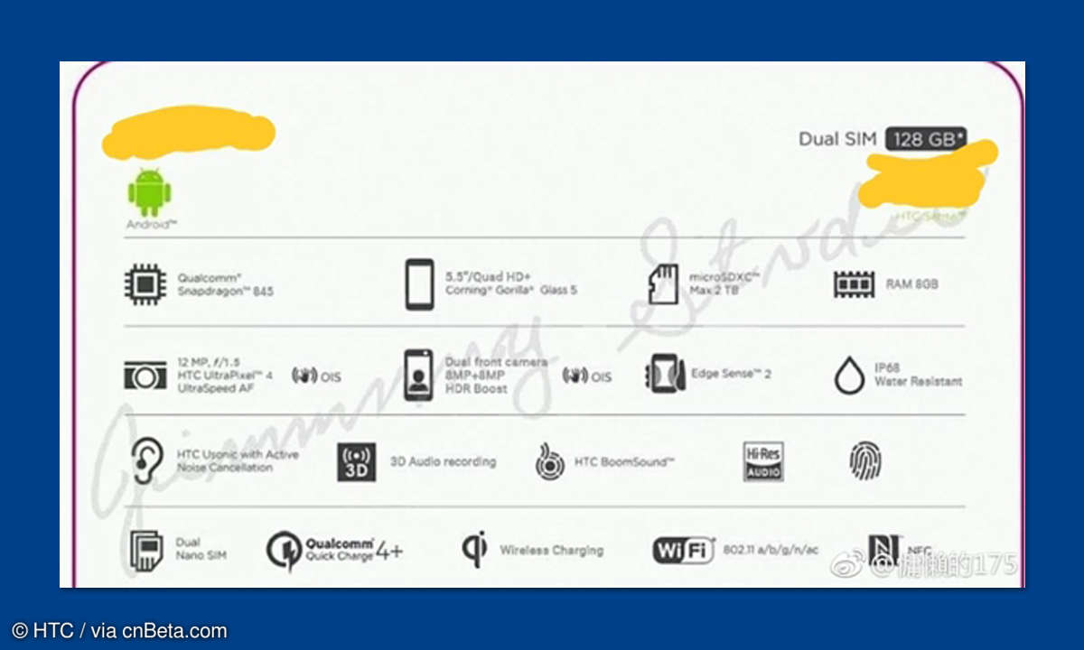 HTC U12 Plus Technische Daten Leak