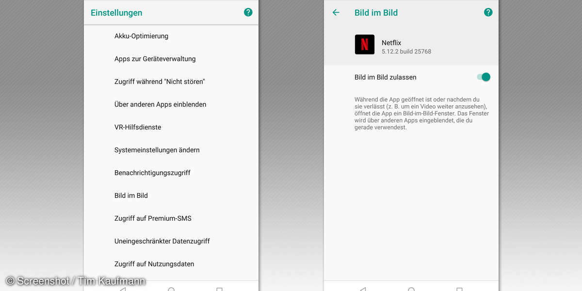 Android 8: Bild-in-Bild deaktivieren