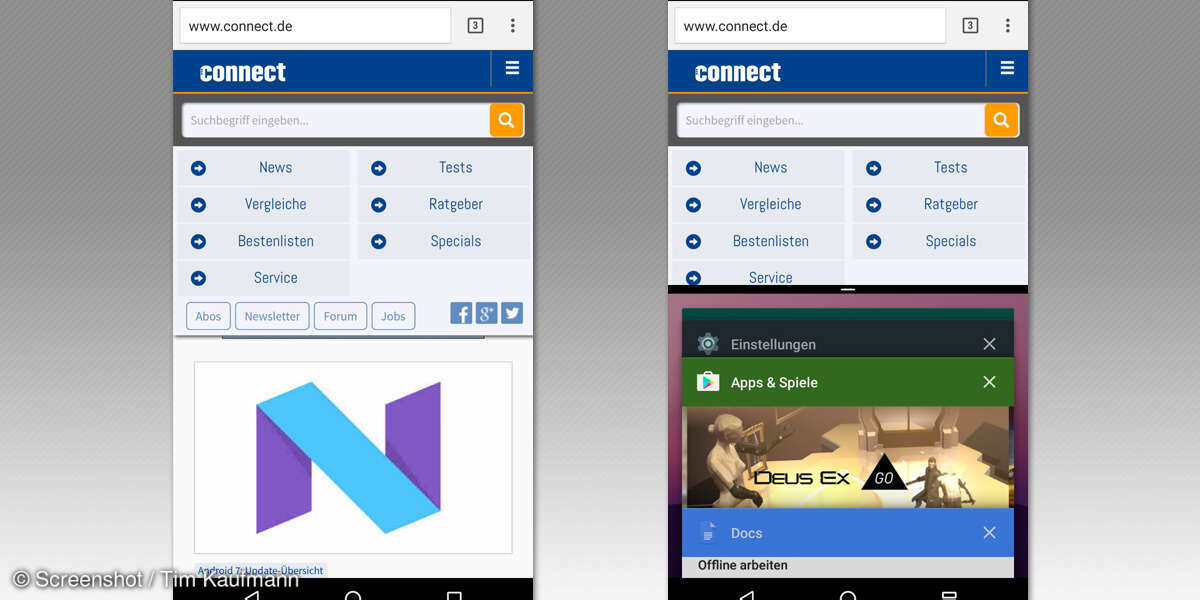Android 7: Splitscreen aktivieren