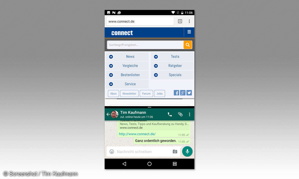 Android 7: Splitscree-Aufteilung