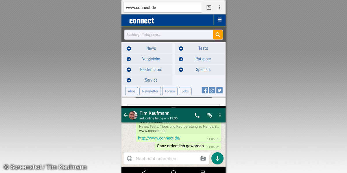 Android 7: Splitscree-Aufteilung
