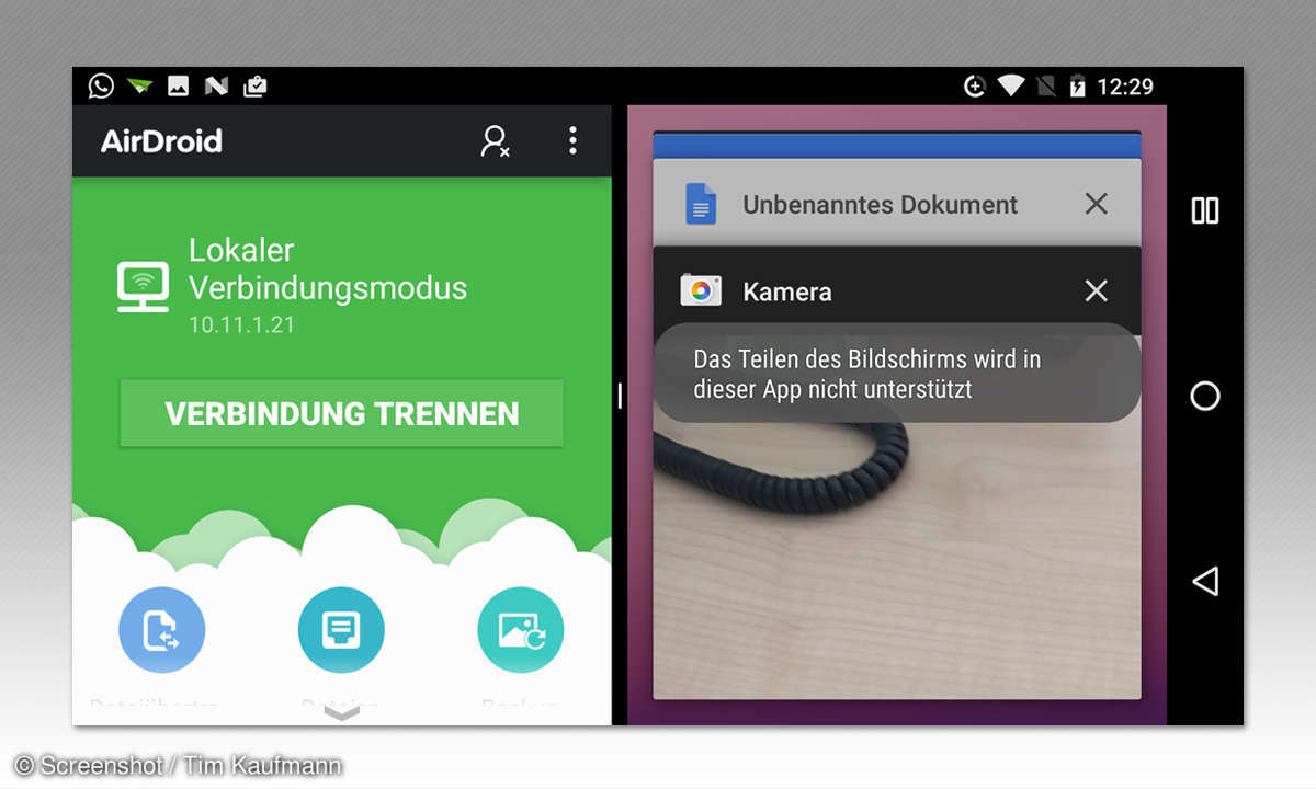 Android 7: Splitscreen horizontal