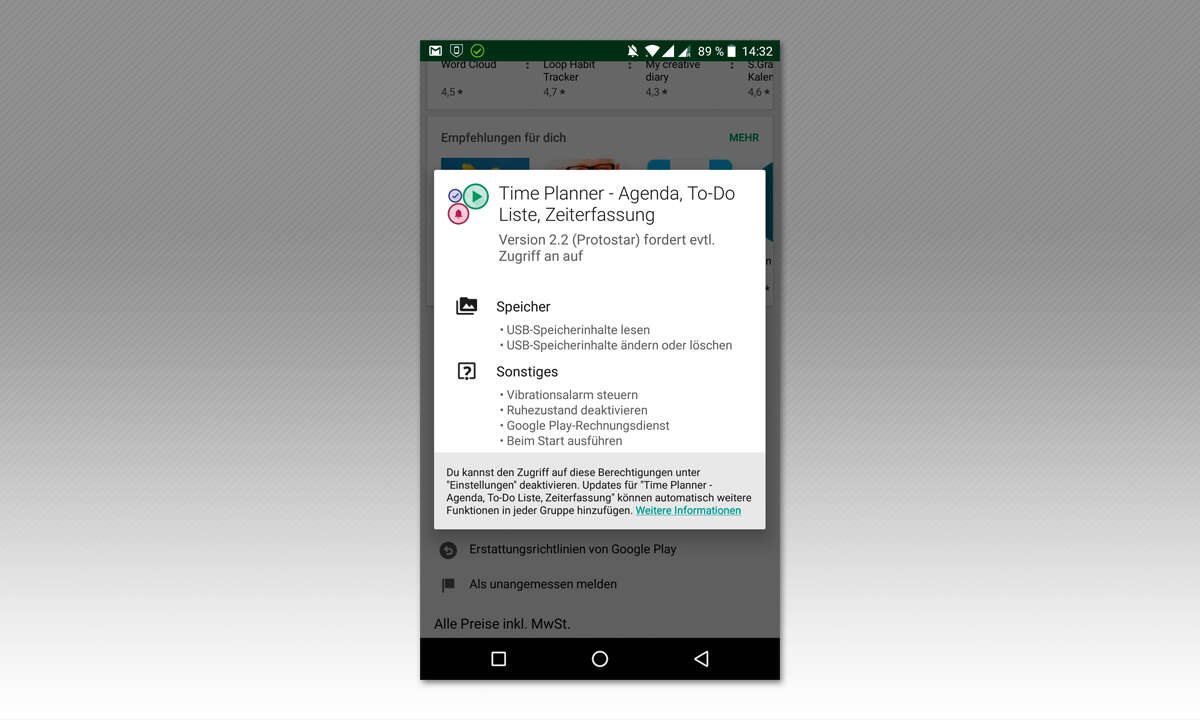 Android sicher machen: Tipp 4 - Auf Berechtigungen achten