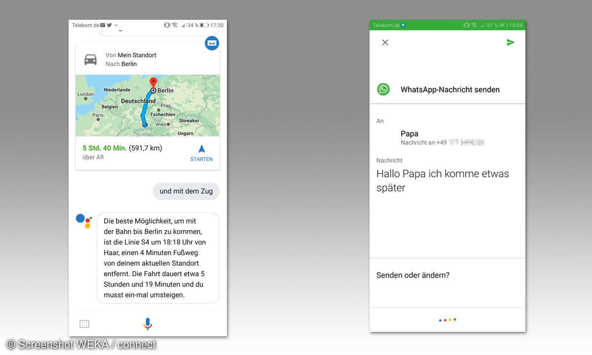 Google Assistant Tipps - WhatsApp & Route