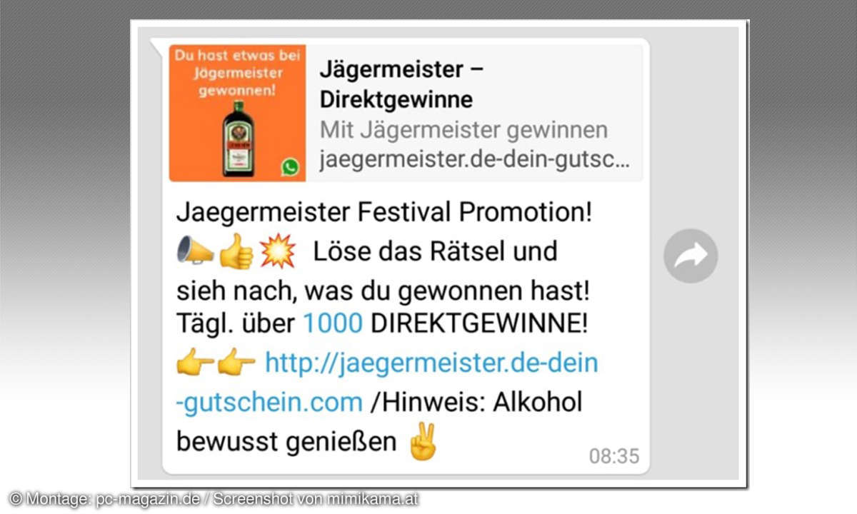 Whatsapp: Dieses Jägermeister-Gewinnspiel ist ein Fake