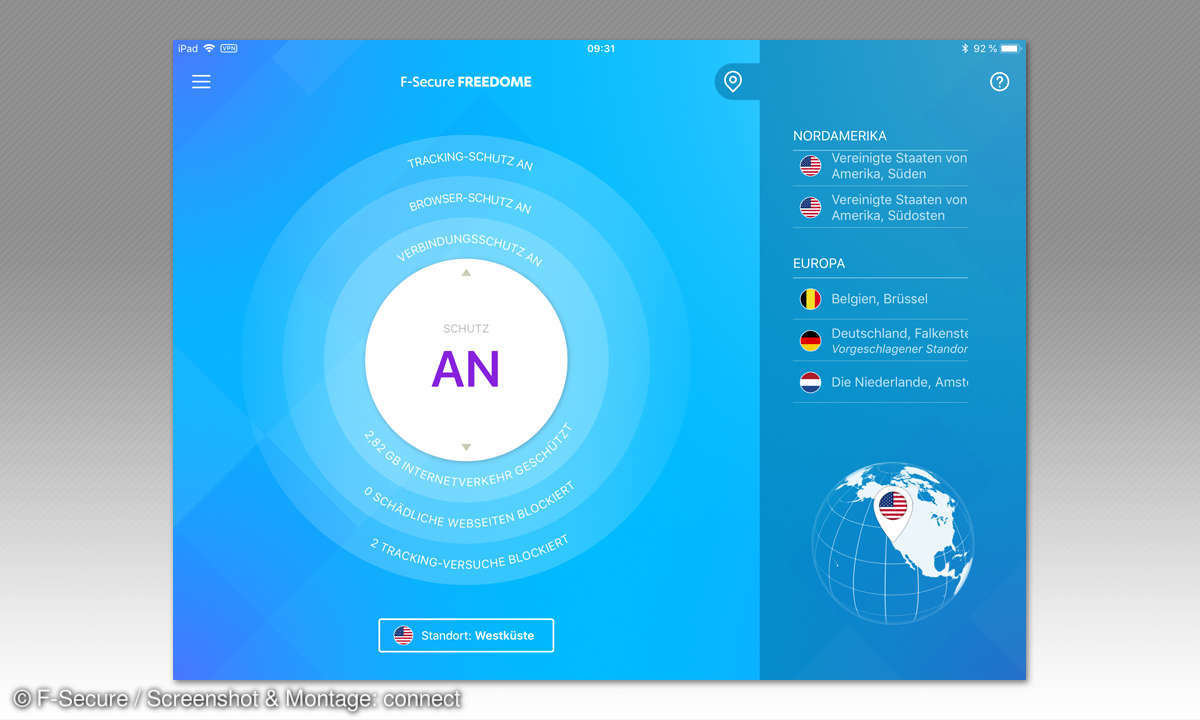 Sicher im Hotspot - Freedom iPad Screen