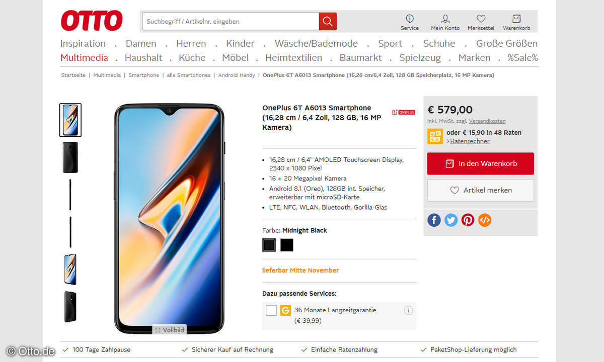 OnePlus 6T bei Otto