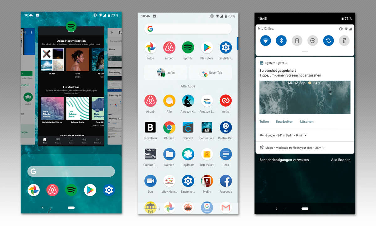 Android 9 und iOS 12 im Vergleich: Android 9 - Look & Feel
