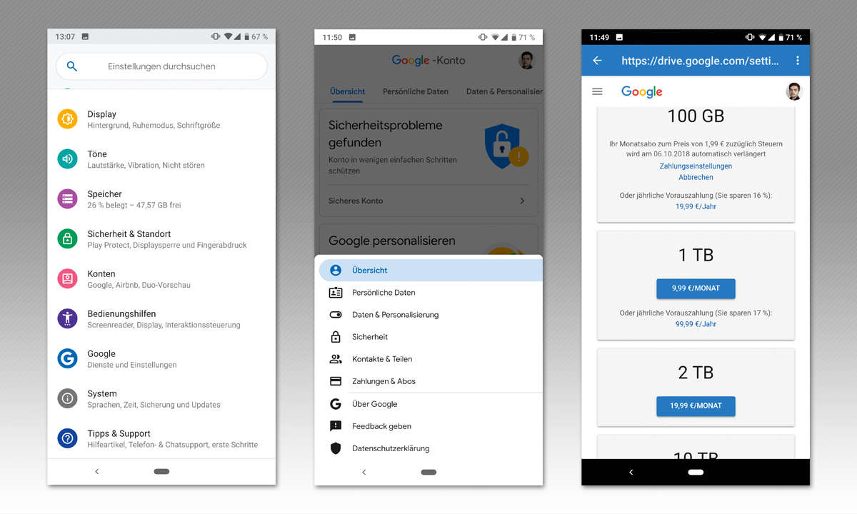 Android 9 und iOS 12 im Vergleich: Android 9 - Cloud