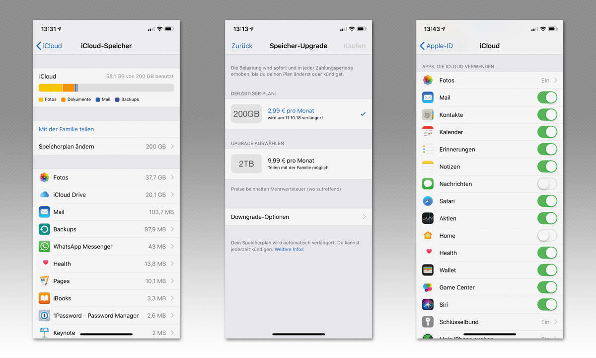 Android 9 und iOS 12 im Vergleich: iOS 12 - Cloud