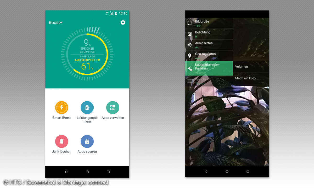 Xperia XA2 Plus und HTC U12 Life im Vergleich - Screens
