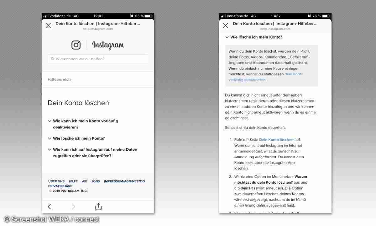 instagram account loschen uber app connect