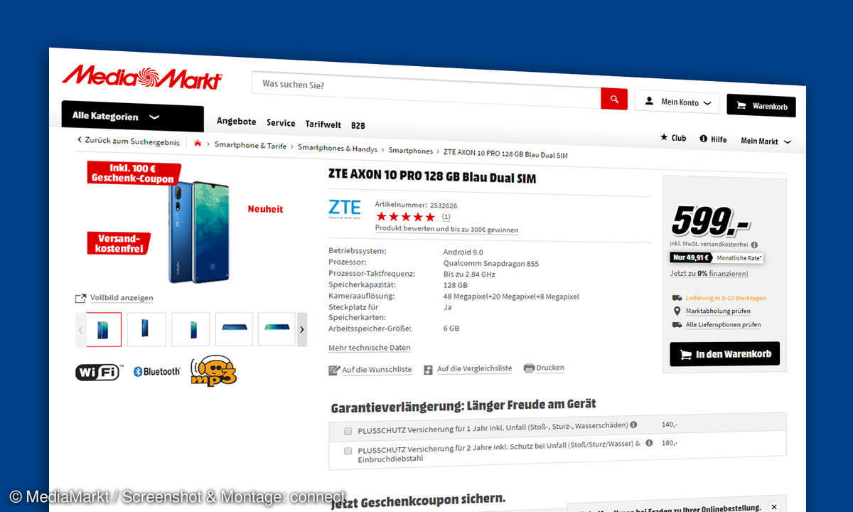 zte axon 10 pro mediamarkt saturn angebot