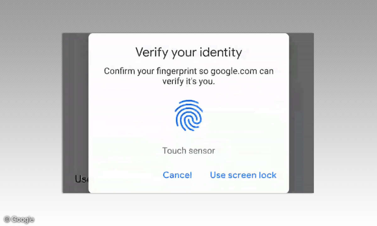 Google Login mit Fingerabdruck