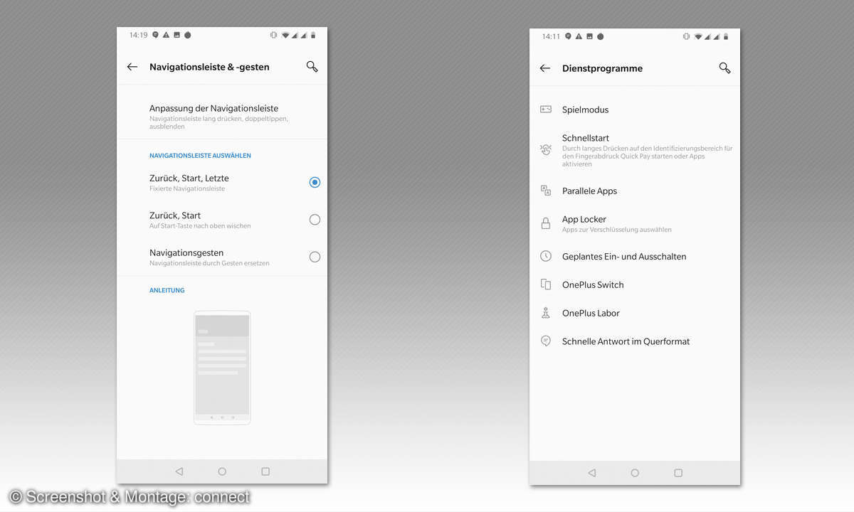 Oneplus 7 - Screenshots: Navigation anpassen, Dienstprogramme
