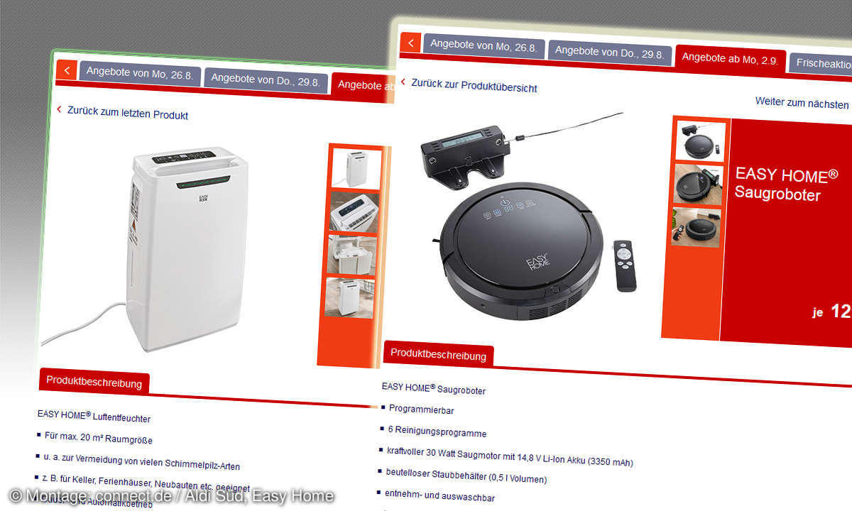 Aldi Easy Home: Saugroboter und Luftentfeuchter