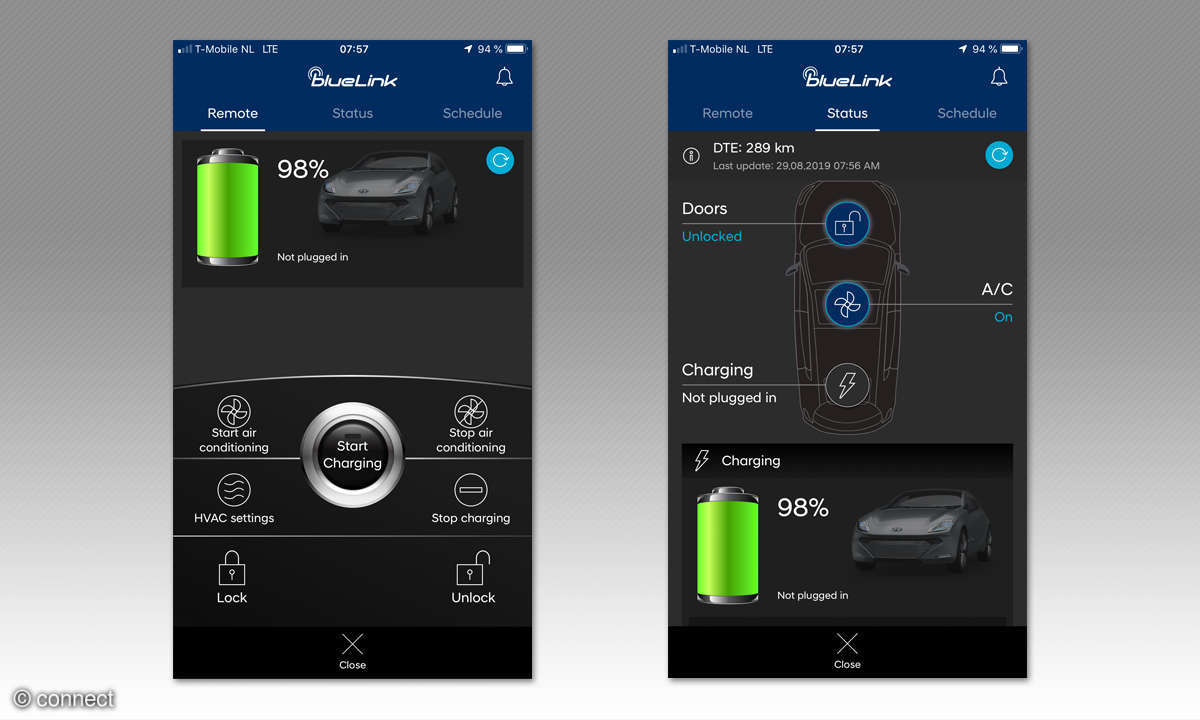 Hyundai Ioniq Elektro Screens App