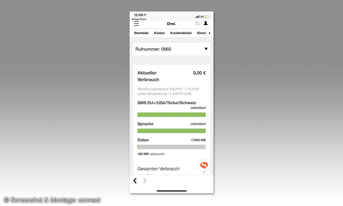 Service-App-Test 2019: Drei Kundenzone