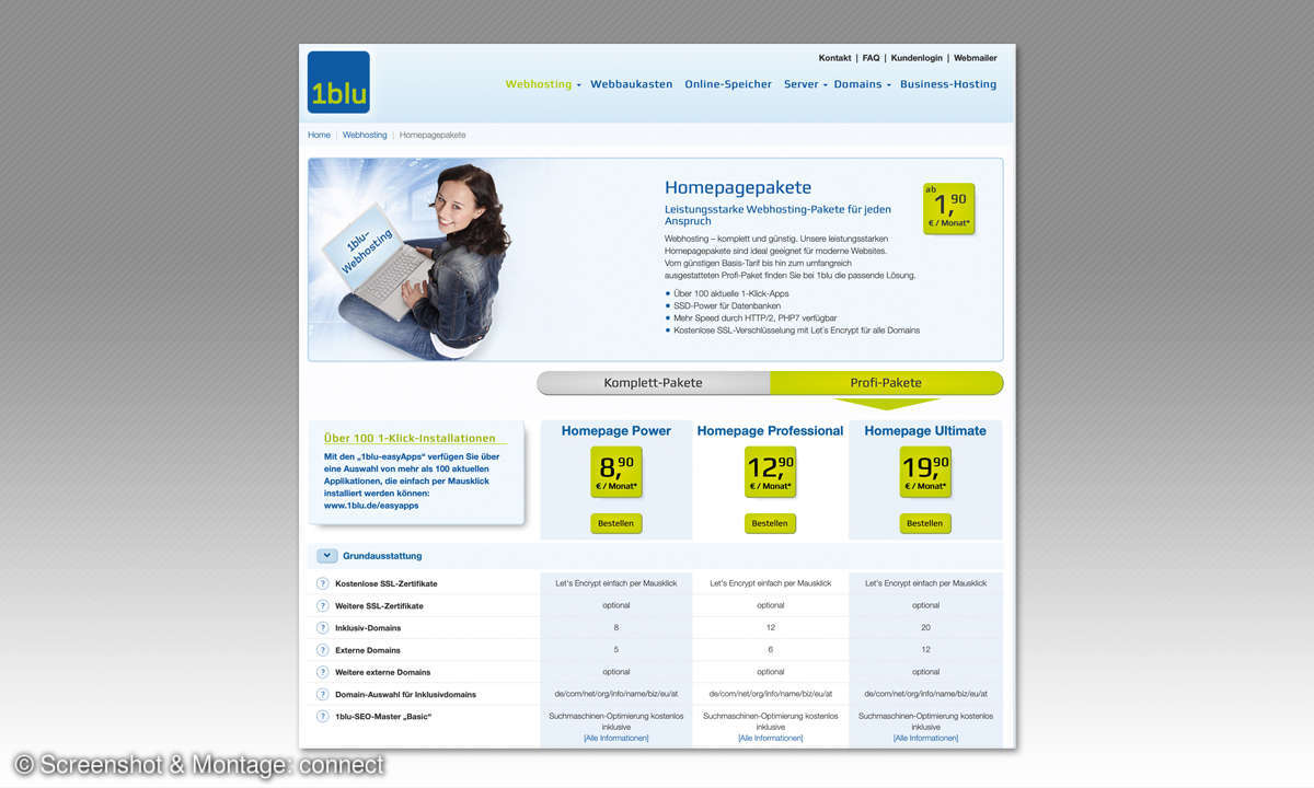 Webhosting-Anbieter 2019: 1blu