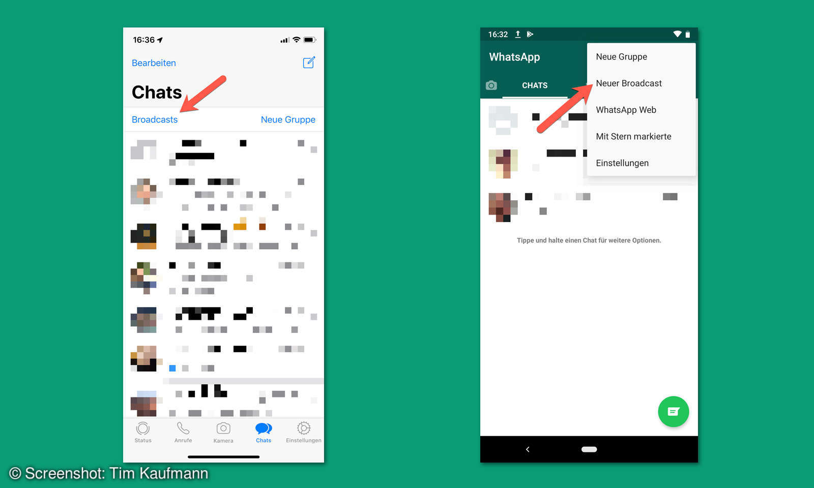 WhatsApp Gruppen und BroadcastListen anlegen connect