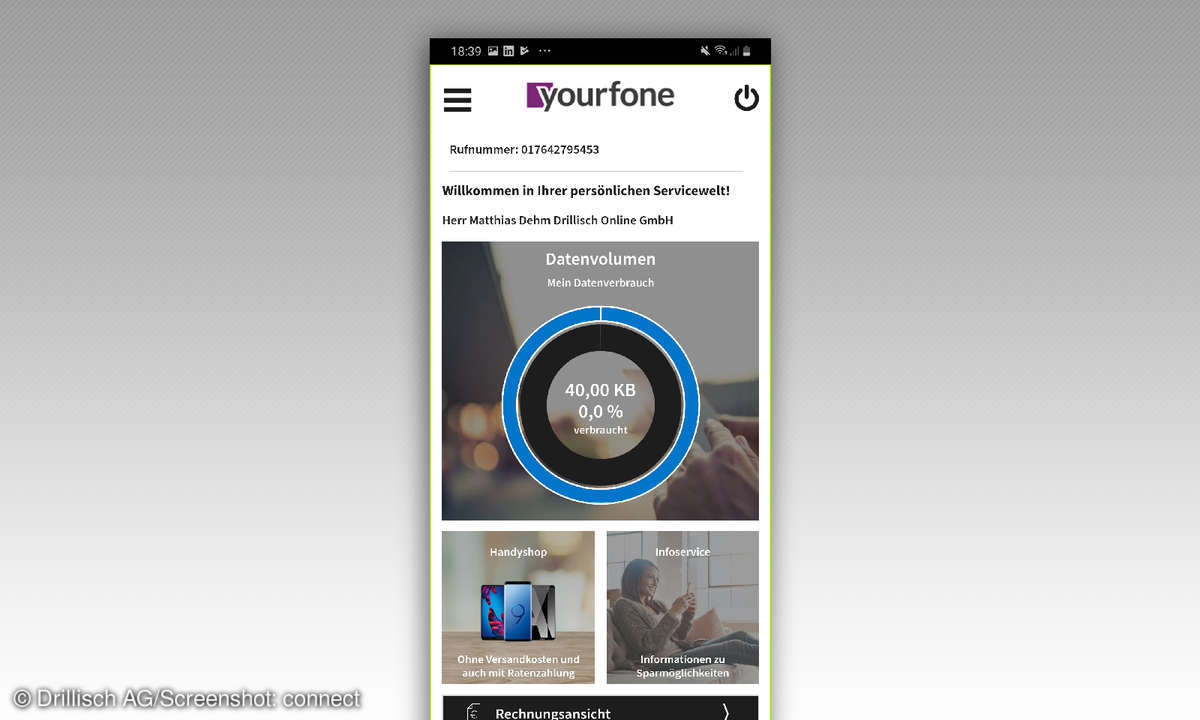 Screen: Yourfone Servicewelt