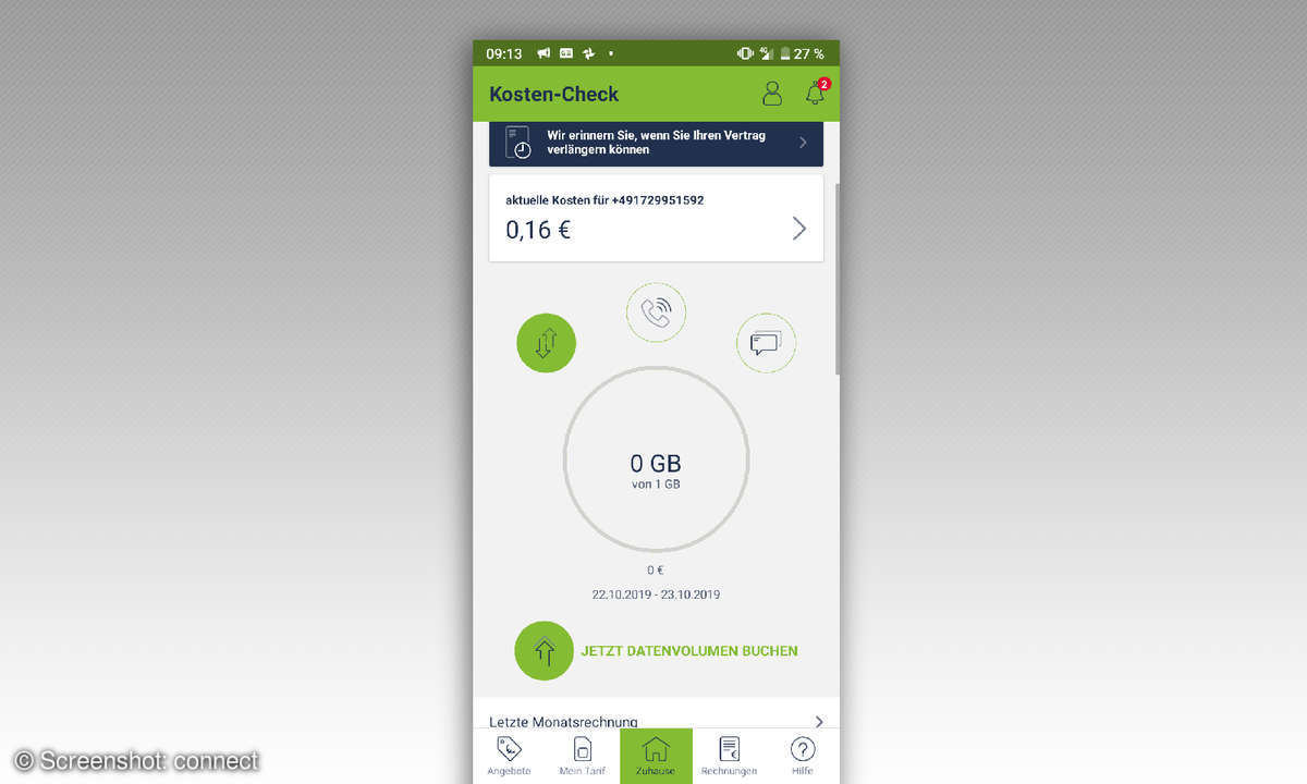 Screen: Mein Mobilcom-Debitel
